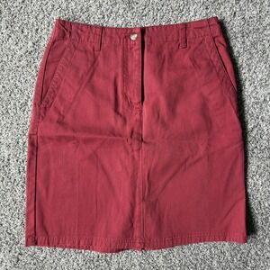 L.L. Bean A-Line Skirt Women's 4P Red Stretch Classic Fit Slash Pockets Outdoor